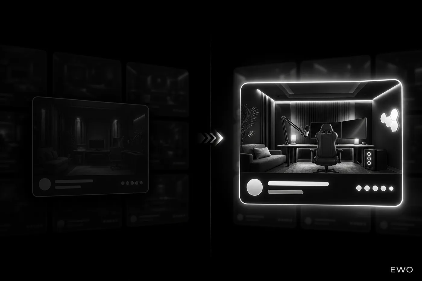 EWO comparison of a low-visibility webcam room versus a highly visible featured room